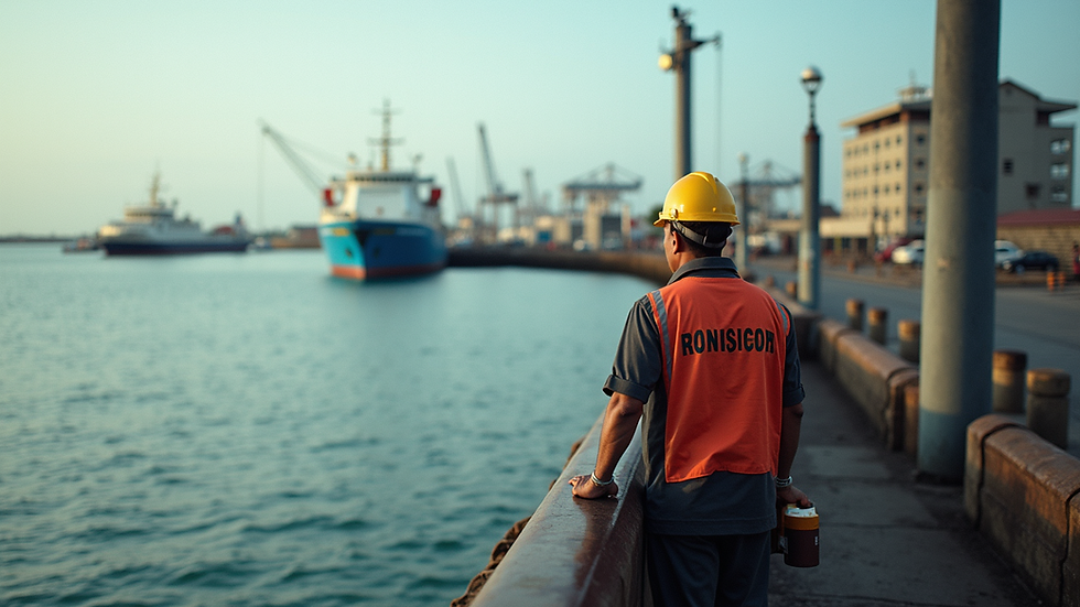 Contenedores apilados en el puerto de Manzanillo con grúas operando
