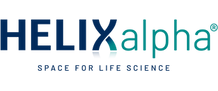 HELIXalpha_HELIX in dark blue and large letters, the alpha in turquoise