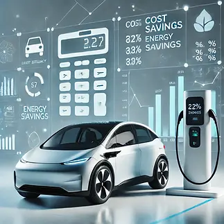 DALL·E 2025-02-03 21.42.05 - An electric car parked at a charging station with a digital d