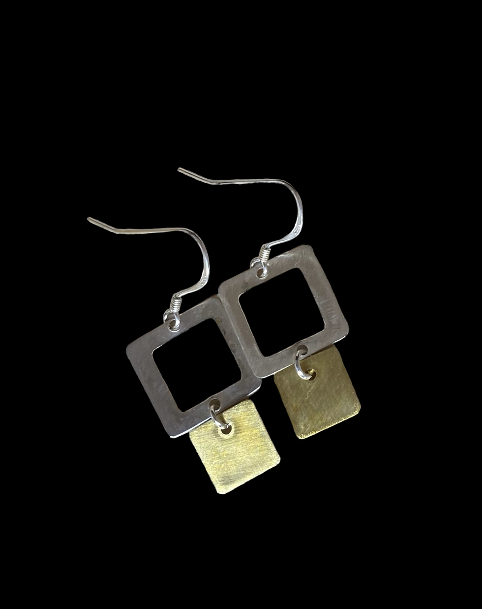 Thumbnail: Sterling window and brass earrings