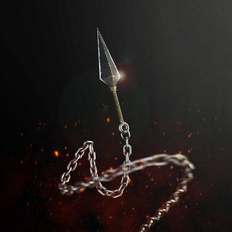 Mortal Combat, Scorpion, Kunai, 3D, Shading, Metal, Chain, Kette