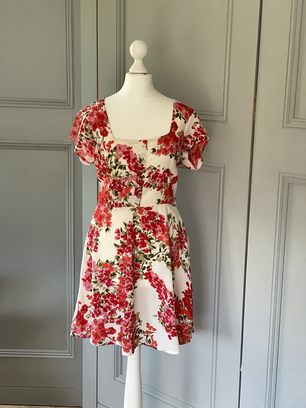 NEW vintage style tea dress cream/pink UK10