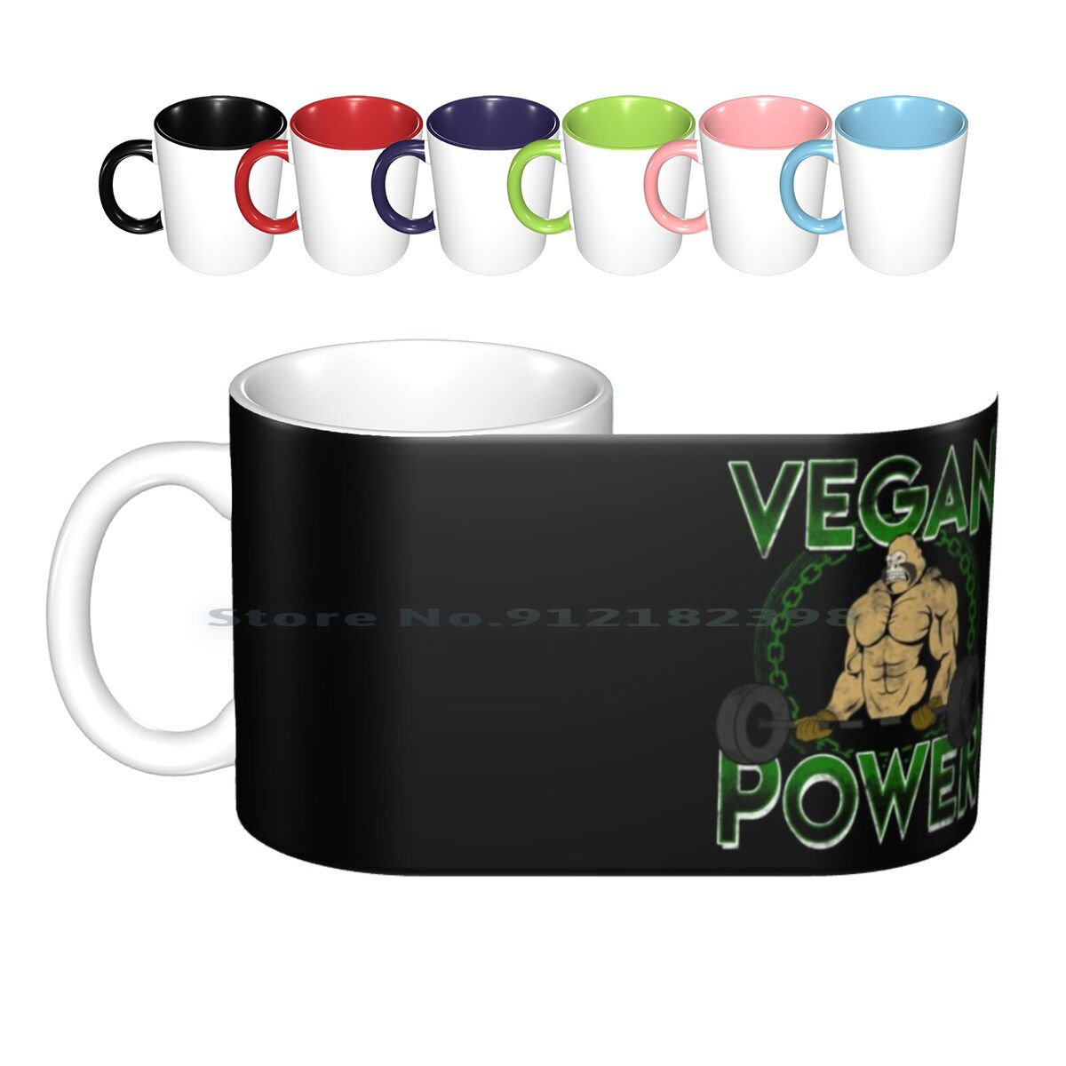 Vegan Power Weight Lifting Bodybuilding Gorilla Ceramic Mugs Coffee Cups Milk Te