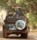 Tom in his favourite mode of transport