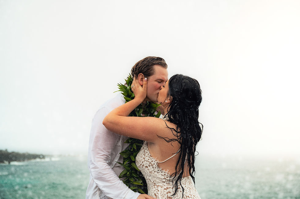 passionate kiss in the rain