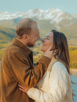 Couple about to kiss during their Sapphire Point Engagement Session