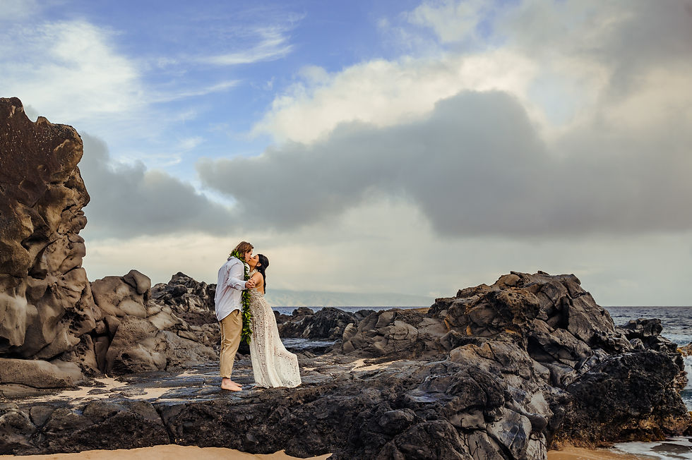 blue skies and cliff wedding