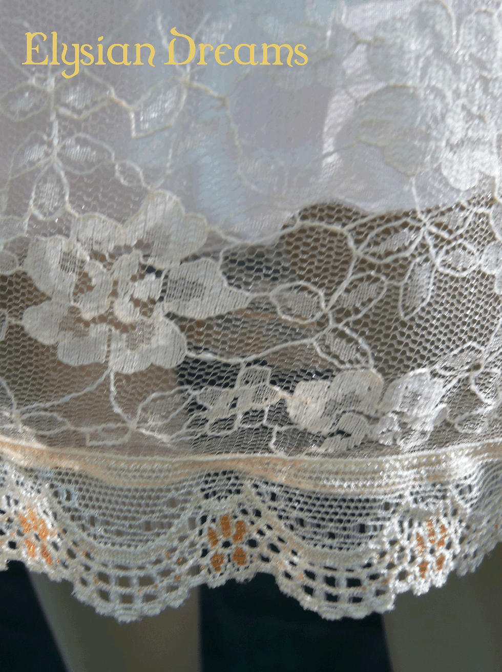 Thumbnail: Apricot lace Straight Dress with pink satin slip