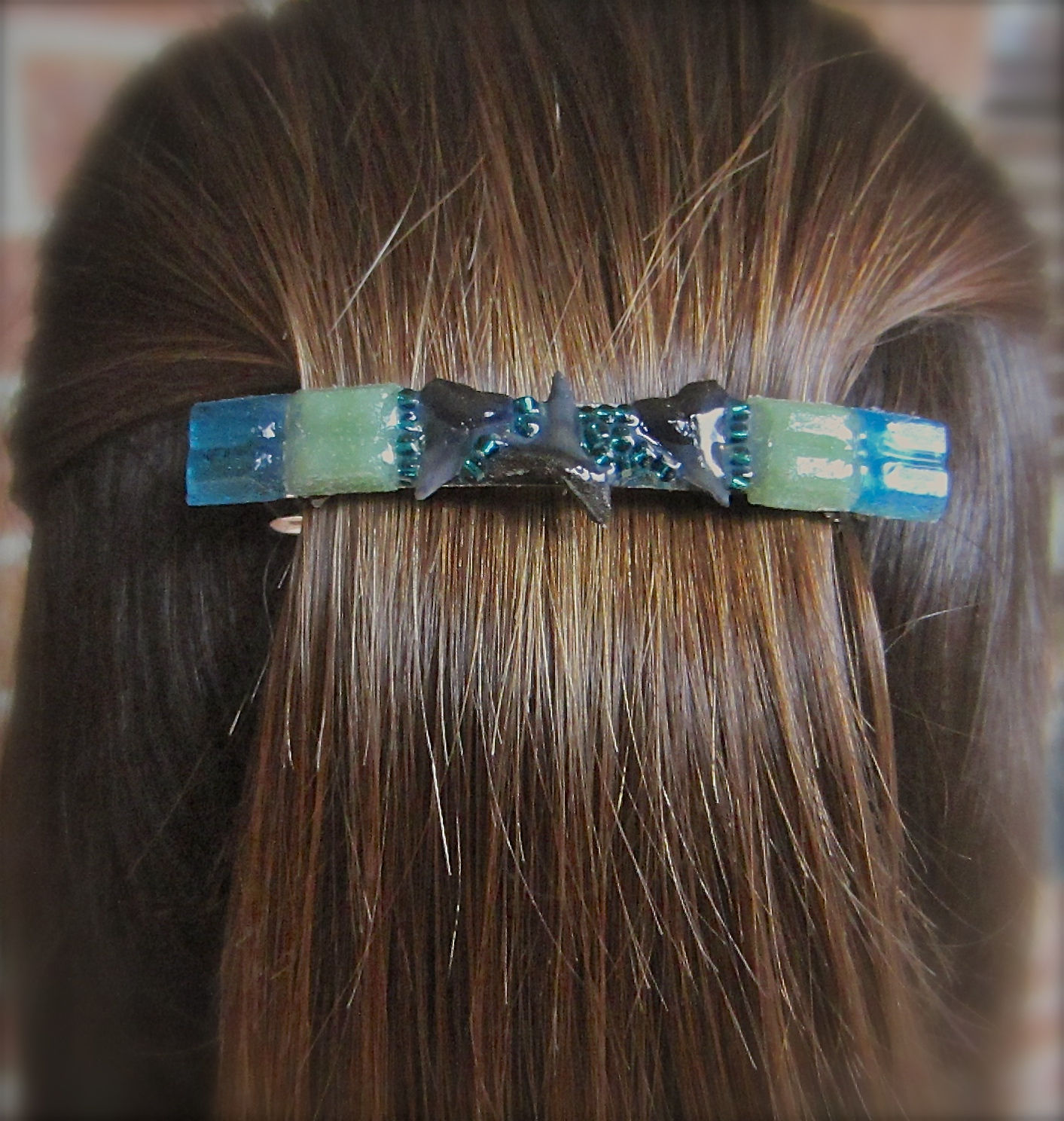 Bedazzled Shark Tooth Hair Clip