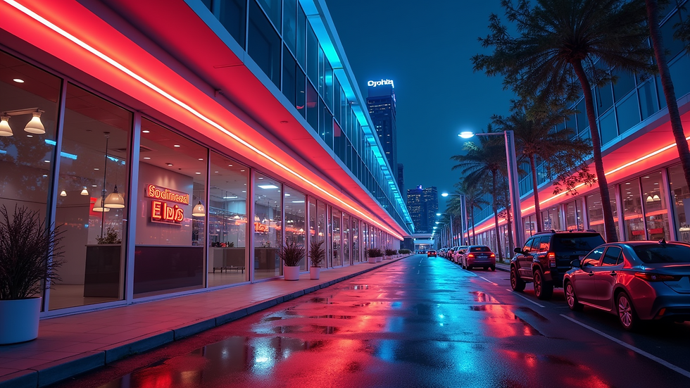 High angle view of LED commercial lighting installation