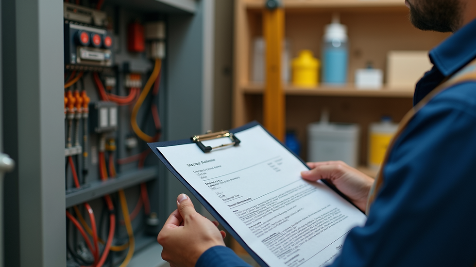 Close-up view of a licensed electrician reviewing his certification