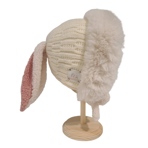 Lola Bunny Ear Fur Knit Hat With Ties | Oxford & Bo