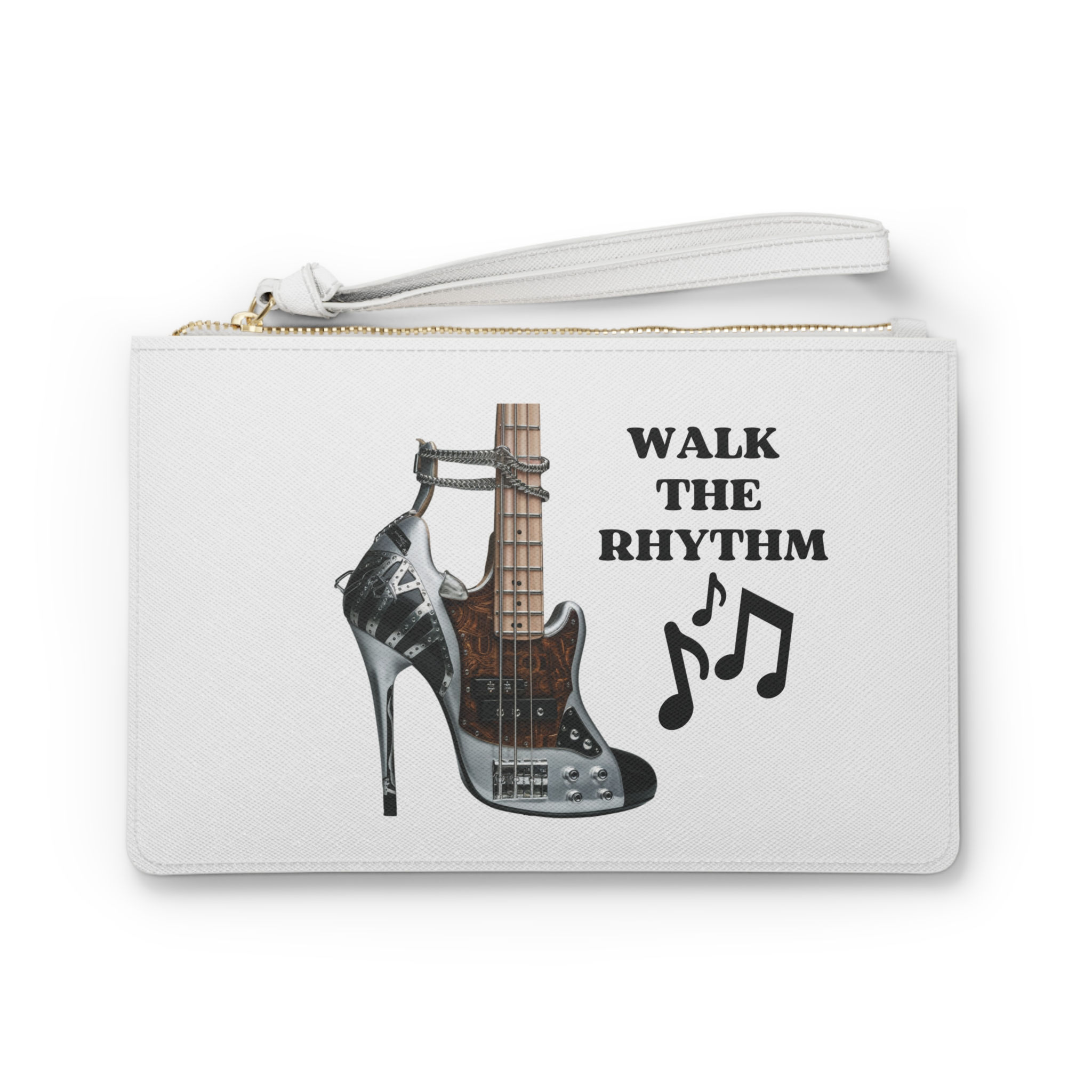  Walk the Rhythm  Retro Print Vegan Leather Clutch Bag