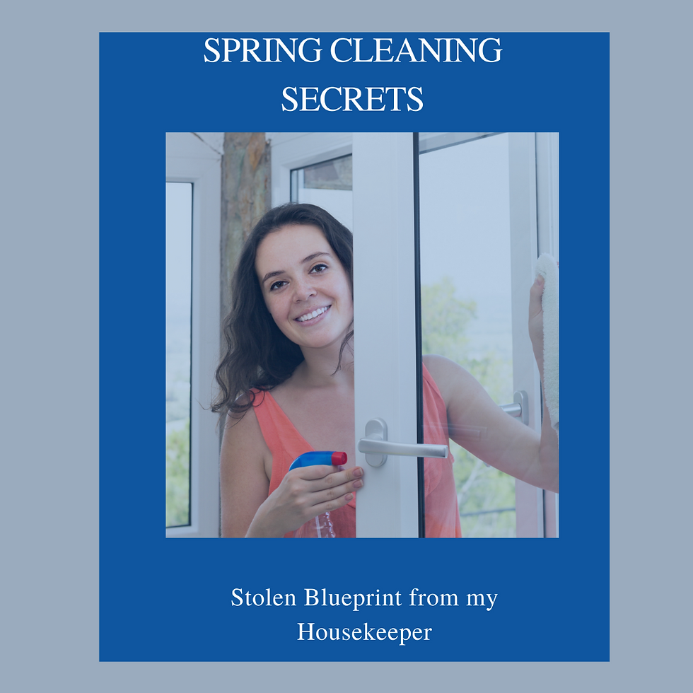 poster of woman cleaning window "Spring Cleaning Secrets"