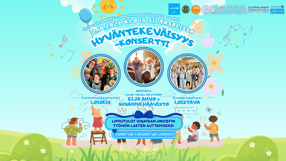 UNICEF Hyväntekeväisyyskonsertti: Eija Ahvo, Susanna Haavisto, Loiskis & Gradian lapsikuoro Loistava