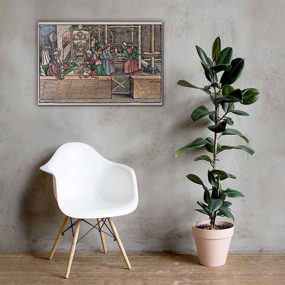 Thumbnail: 16th Century Gemcutting Studio Canvas Print - Vintage German Lapidary Art