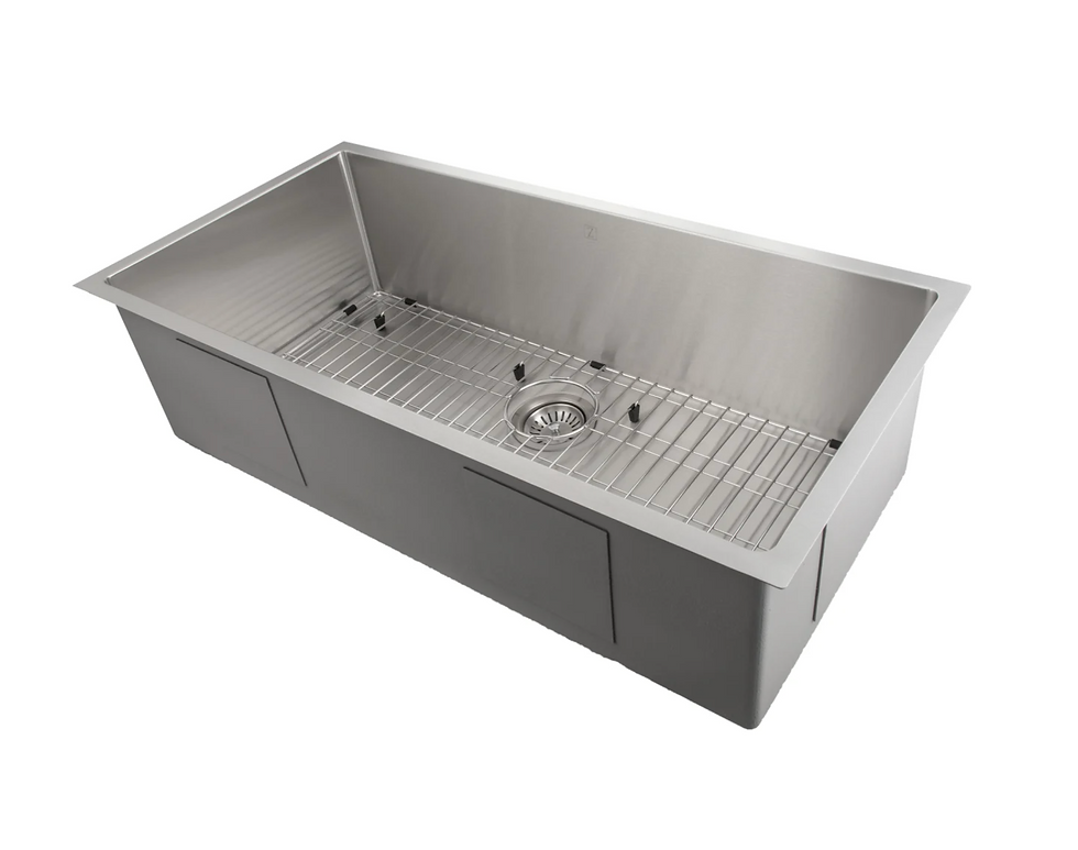 Thumbnail: ZLINE 33" Undermount Single Basin Stainless Steel Kitchen Sink with Basin Rack a