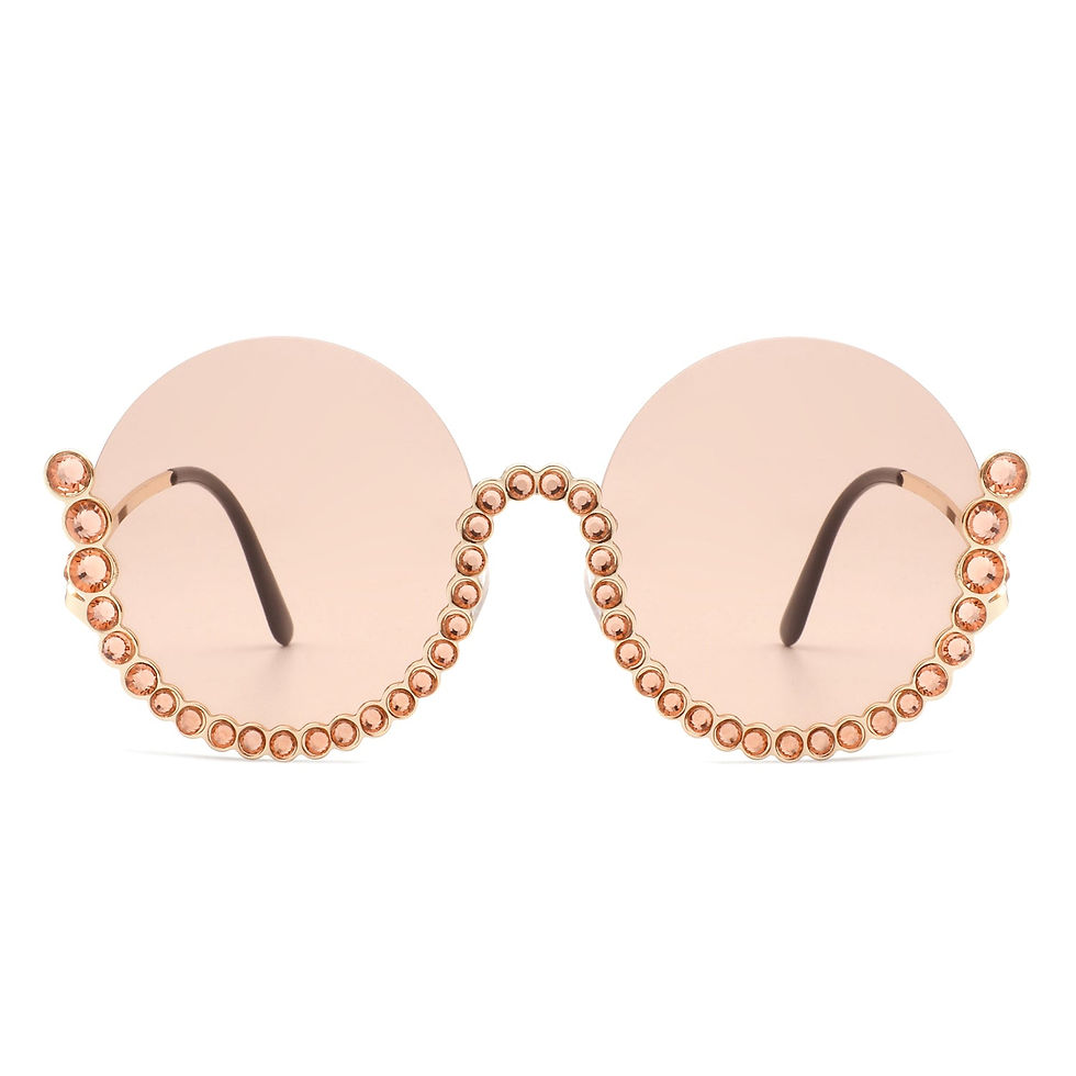 Thumbnail: Gloriana - Women Circle Half Frame Oversize Rhinestone Fashion Round Sunglasses