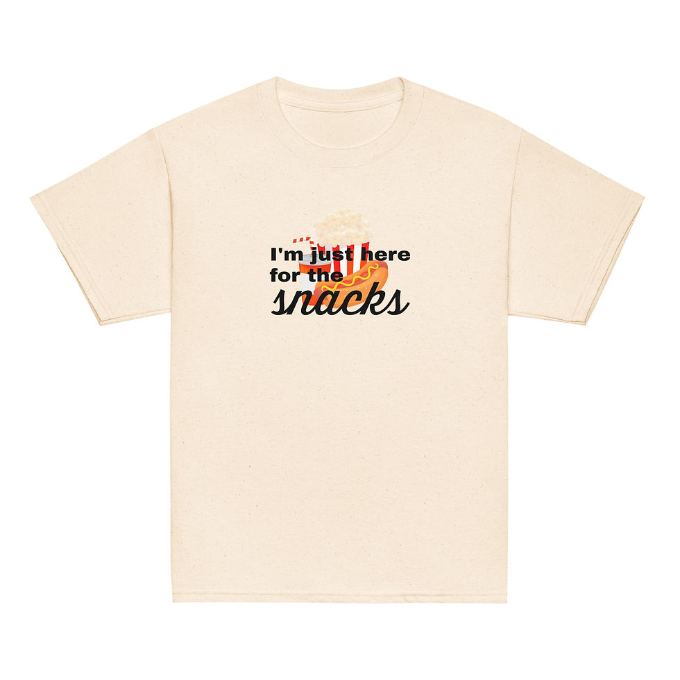 Youth classic tee- Here for the snacks