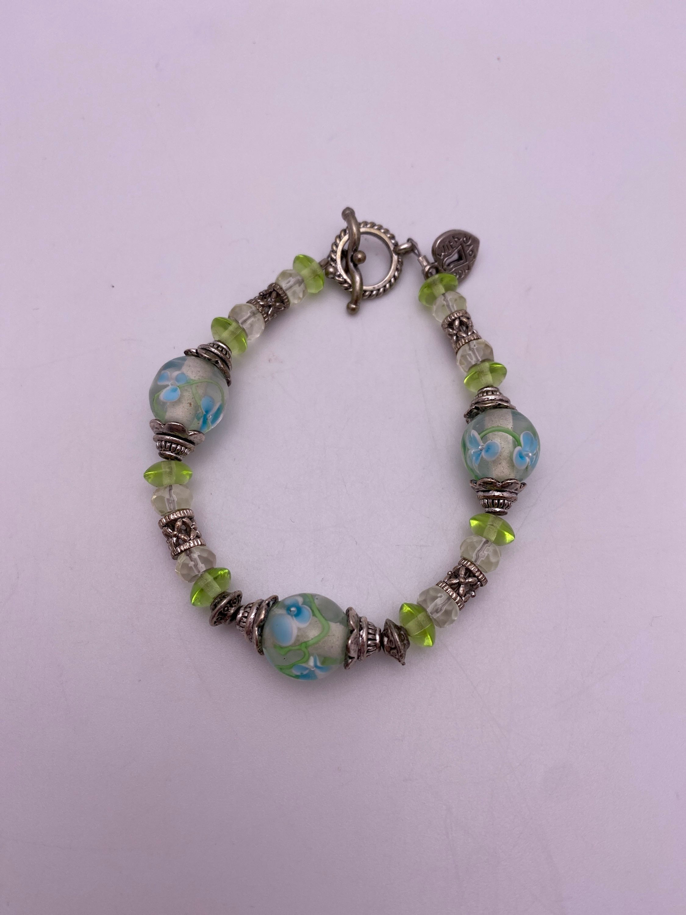 Bracelet - Aqua Blue Flowers