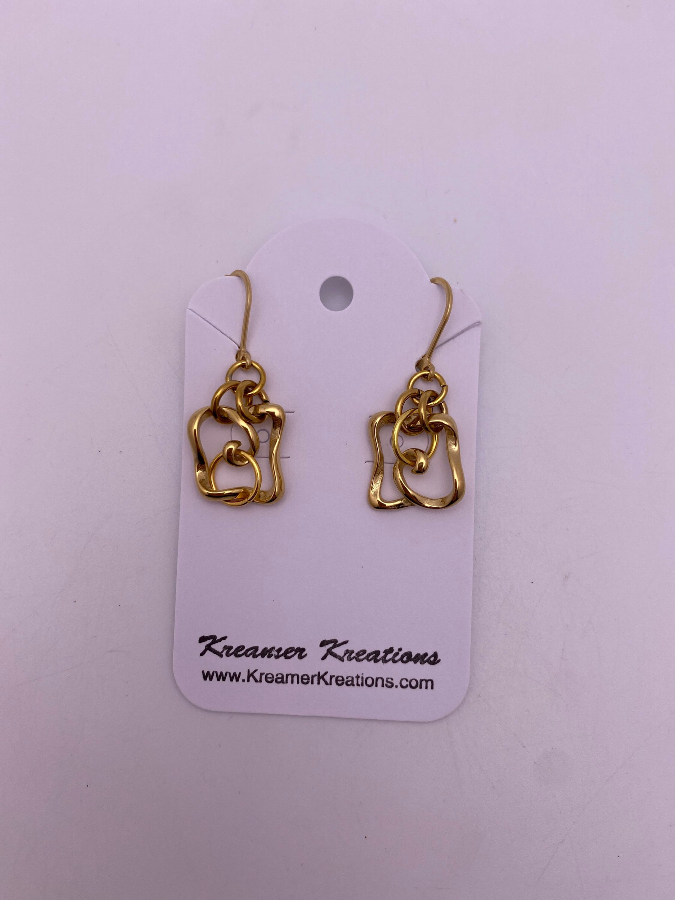 Earrings - Squiggly Squares, 14K