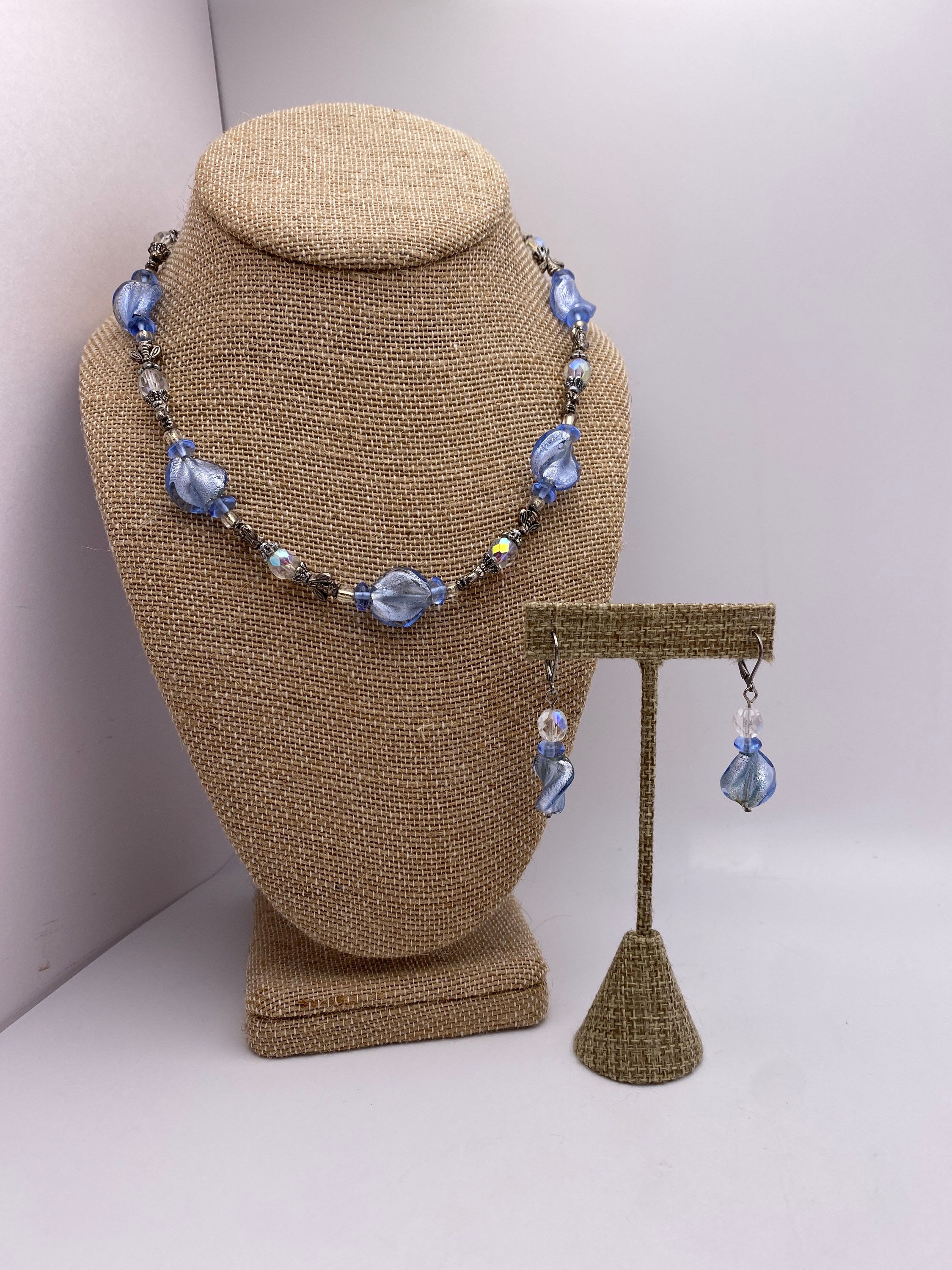 Jewelry Set - Pearly Pale Blue Twists