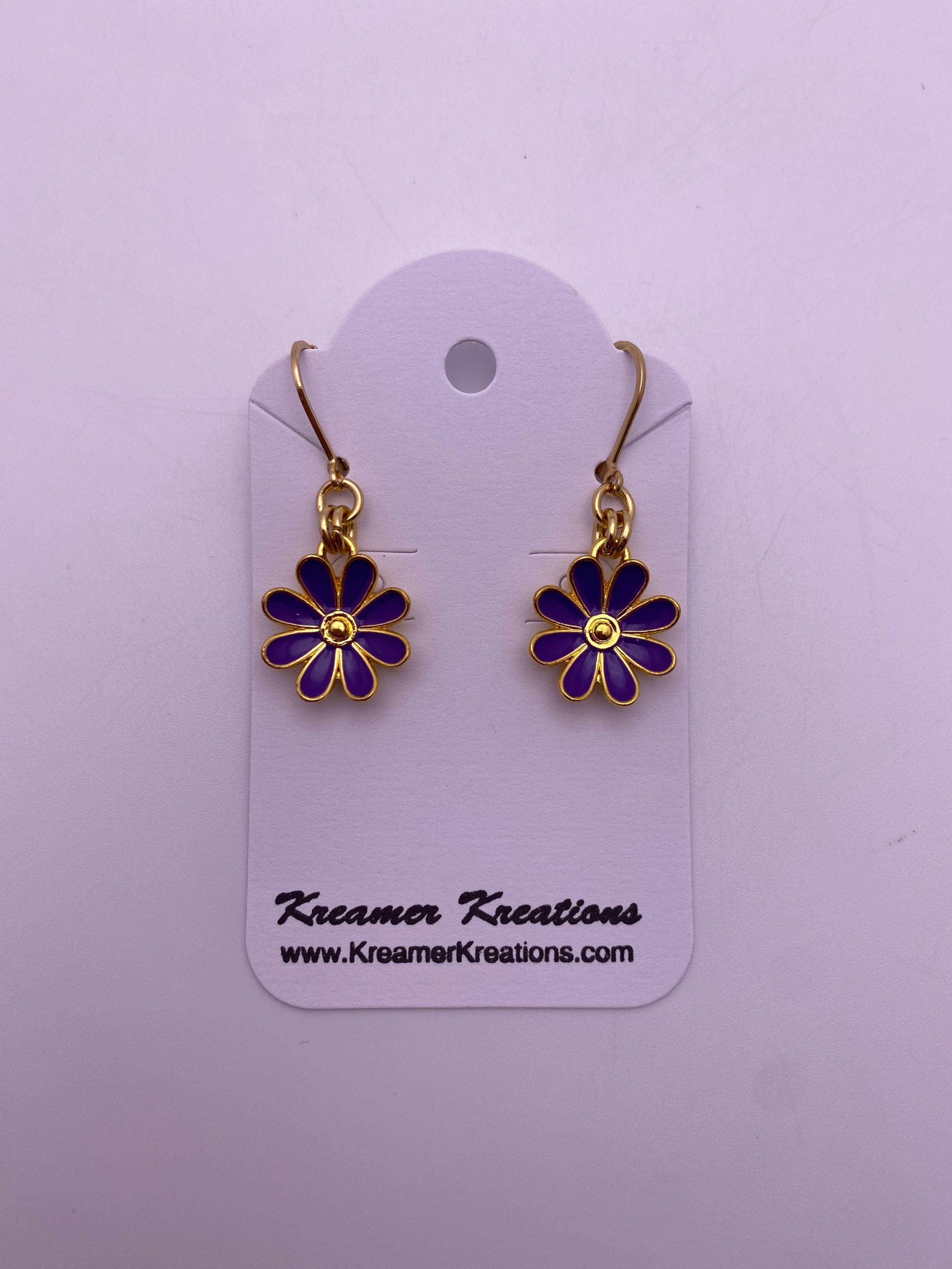 Earrings - Deep Purple Daisies