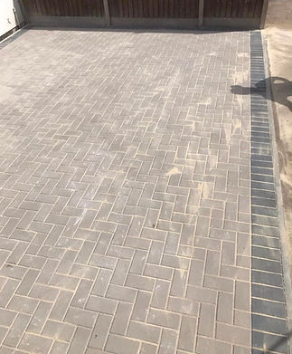 freshly laid block paving