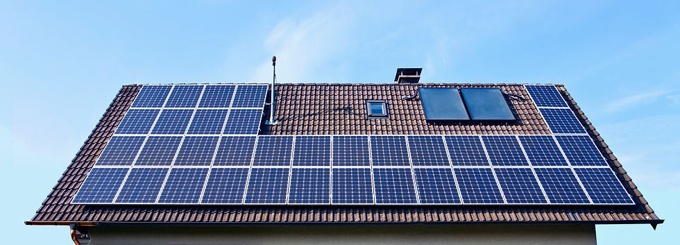 solar panels on a tiled roof