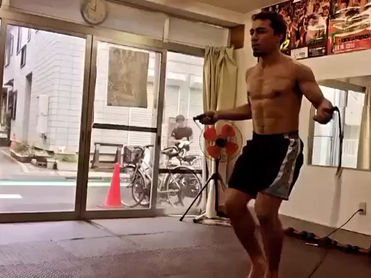 Jumping rope work out.