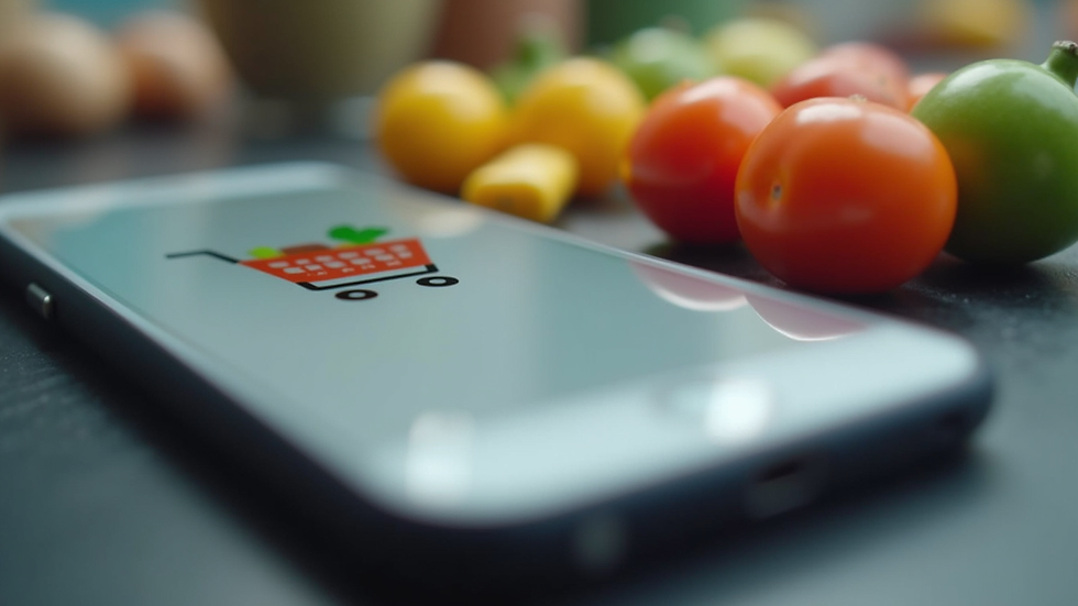 Close-up view of a smartphone screen showing an online grocery shopping app