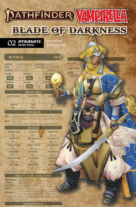 Pathfinder Vampirella Blade of Darkness #2 Cvr C Reynolds Character Sheet Var