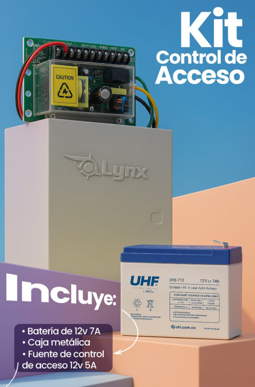 Kit de fuente + Gabinete+bateria 7Ah