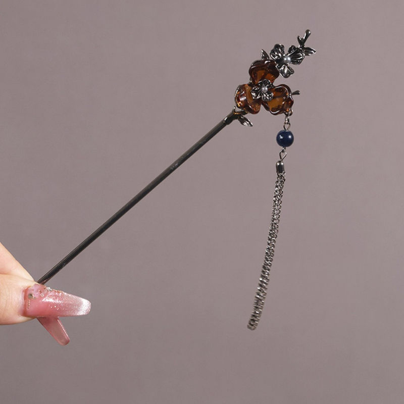 Thumbnail: Chinese Style Rose Tassel Hair Stick