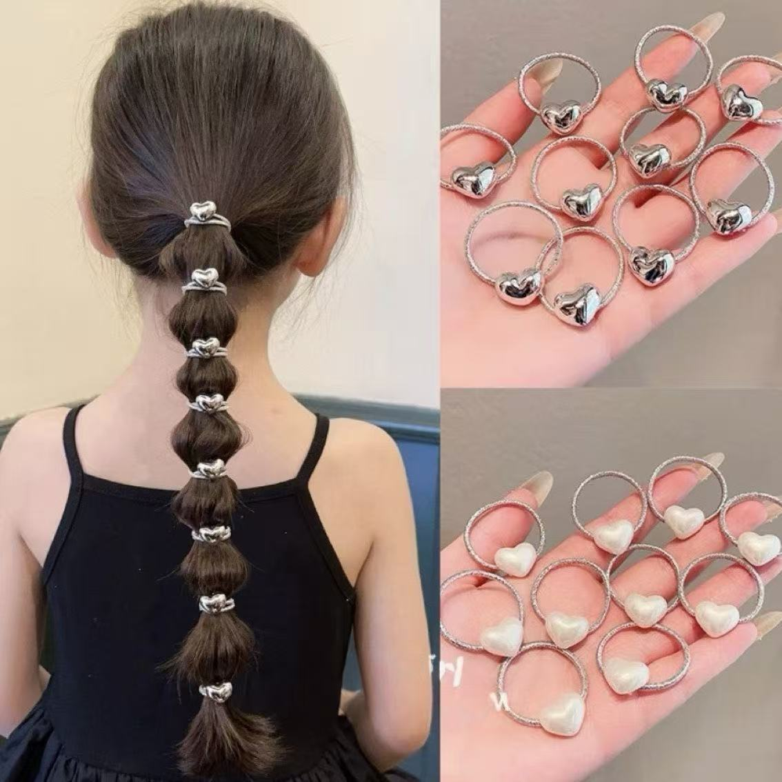 10-Piece Heart Hair Ties Set