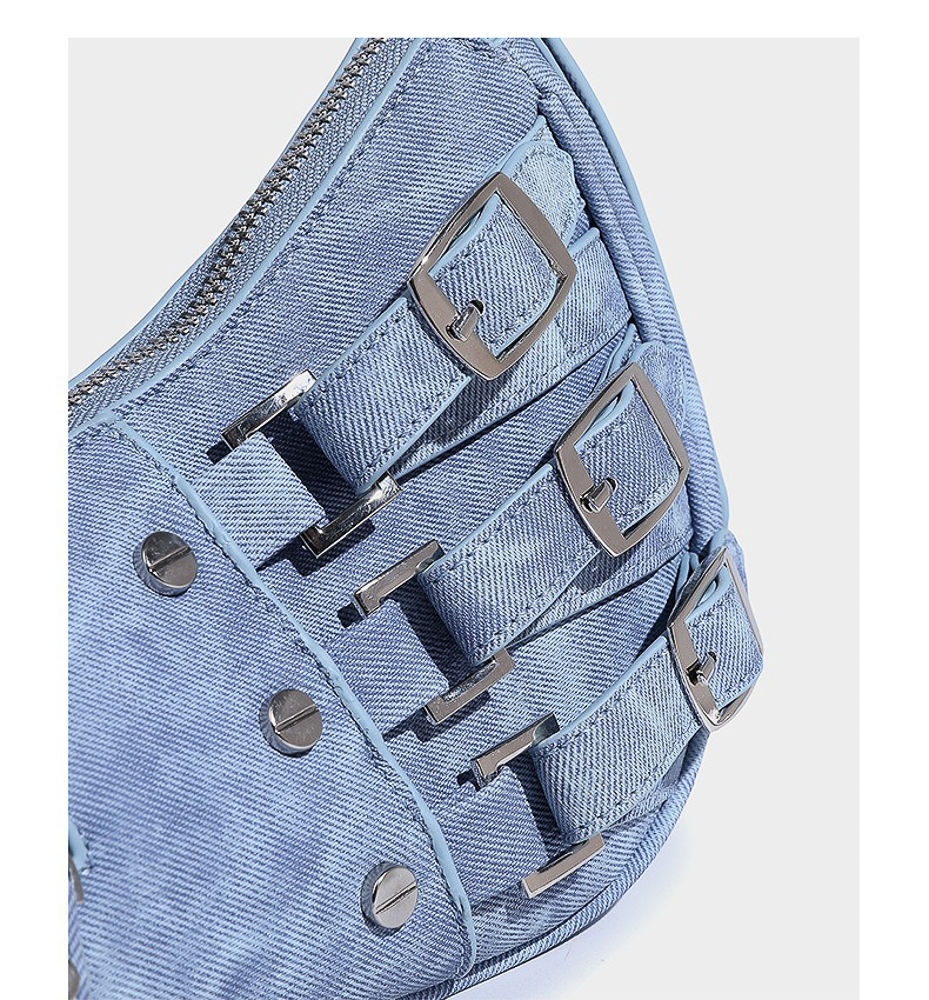 Thumbnail: Y2K Grey Denim-Effect Shoulder Bag