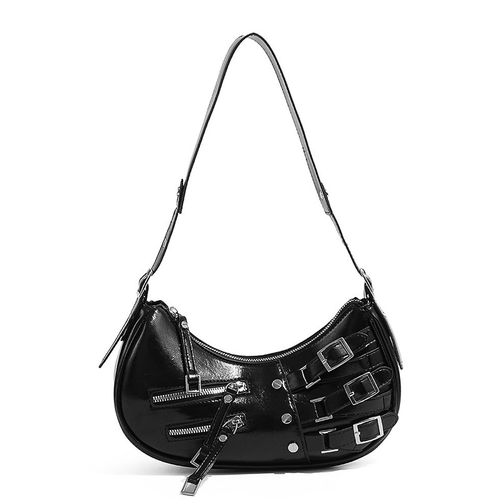Thumbnail: Y2K Grey Denim-Effect Shoulder Bag