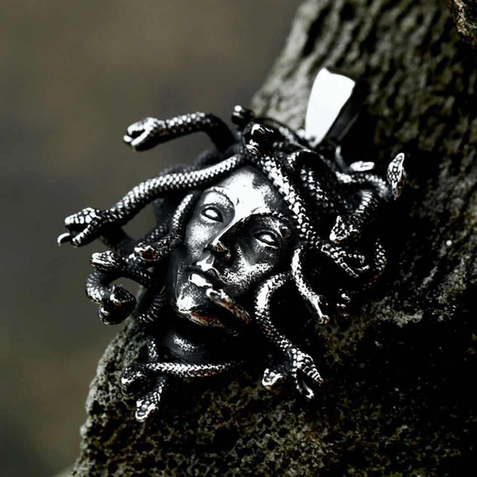 Thumbnail: Gothic 316L Stainless Steel Medusa Pendant