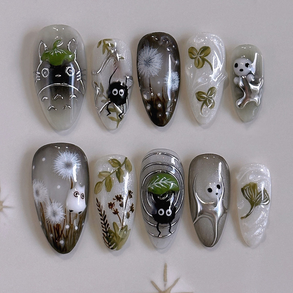 24-Piece Gradient Black Cat Eye Press-On Nails
