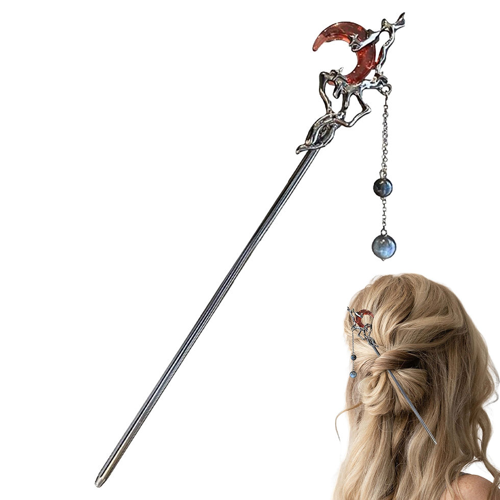 Thumbnail: Gothic Moon Tassel Metal Hair Stick