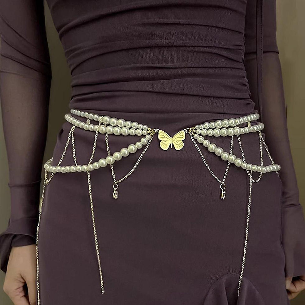Thumbnail: Y2K Multilayer Pearl Waist Chain Belt