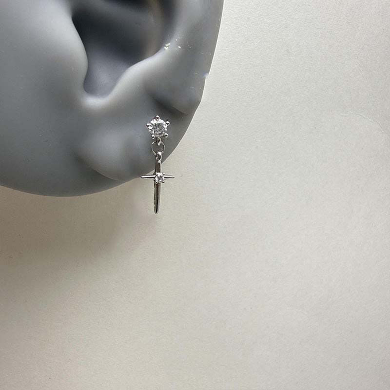 Thumbnail: Red Zircon Heart Wing Drop Earrings