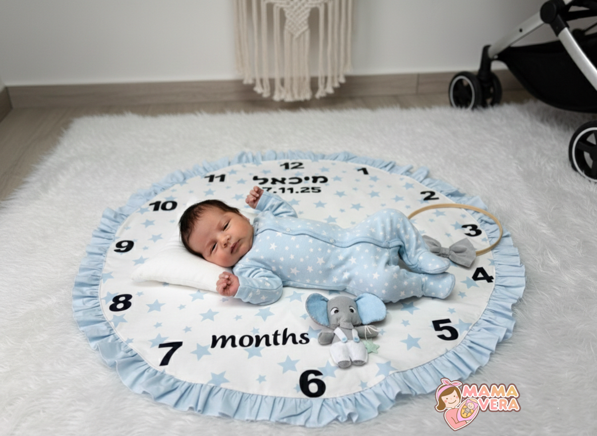 שמיכת צילום ,שמיכת חודשים ,שמיכת מספרים דגם ״מיכאל״