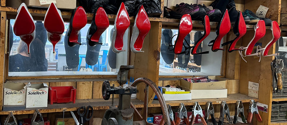 Louboutin shoes repaired at Squirrel Hill Shoe Repair