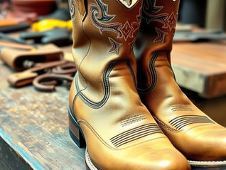 Cowboy boots recently restored at Squirrel Hill Shoe Repair