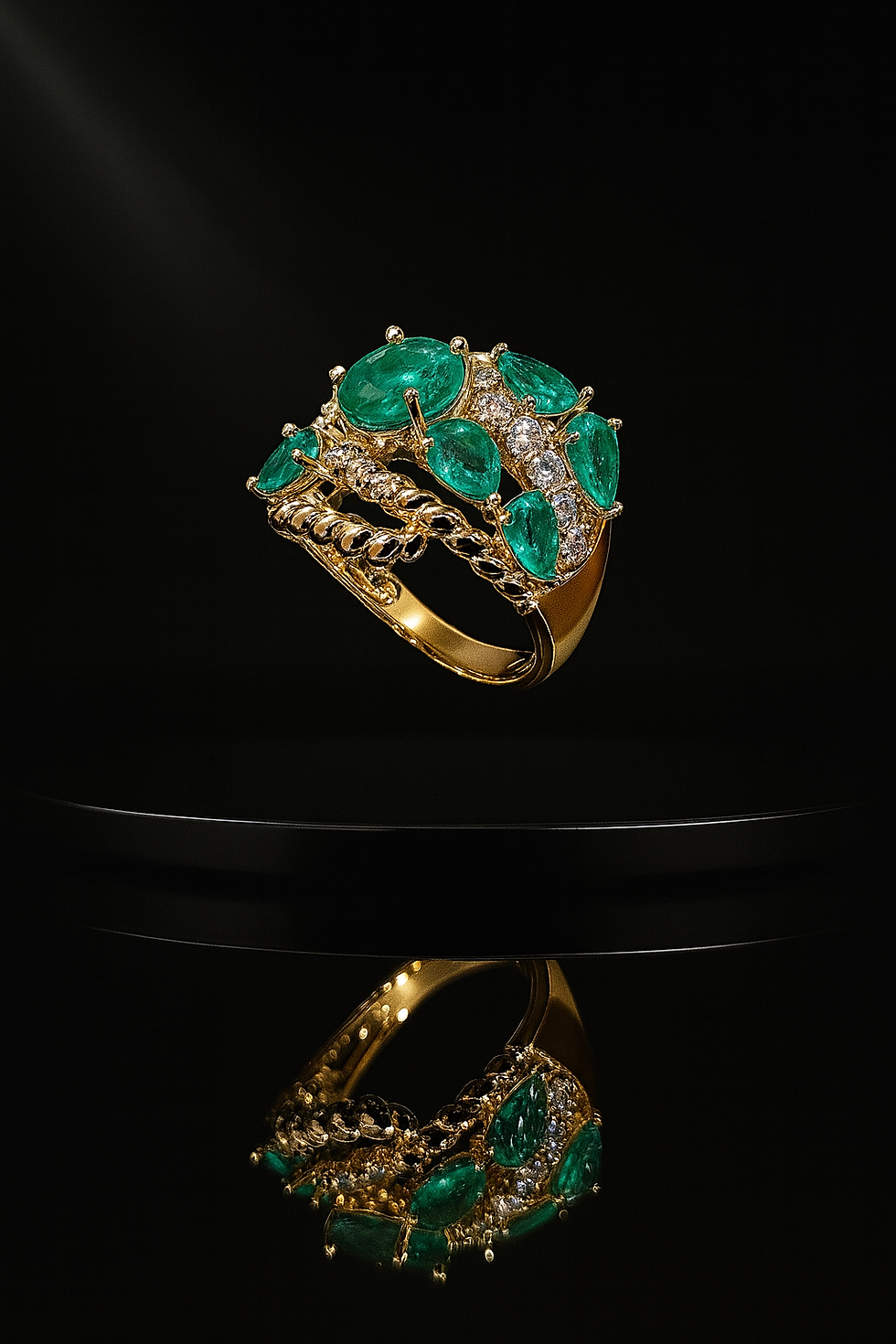 ANEL DOURADO E AJUSTÁVEL COM  ZIRCÔNIAS