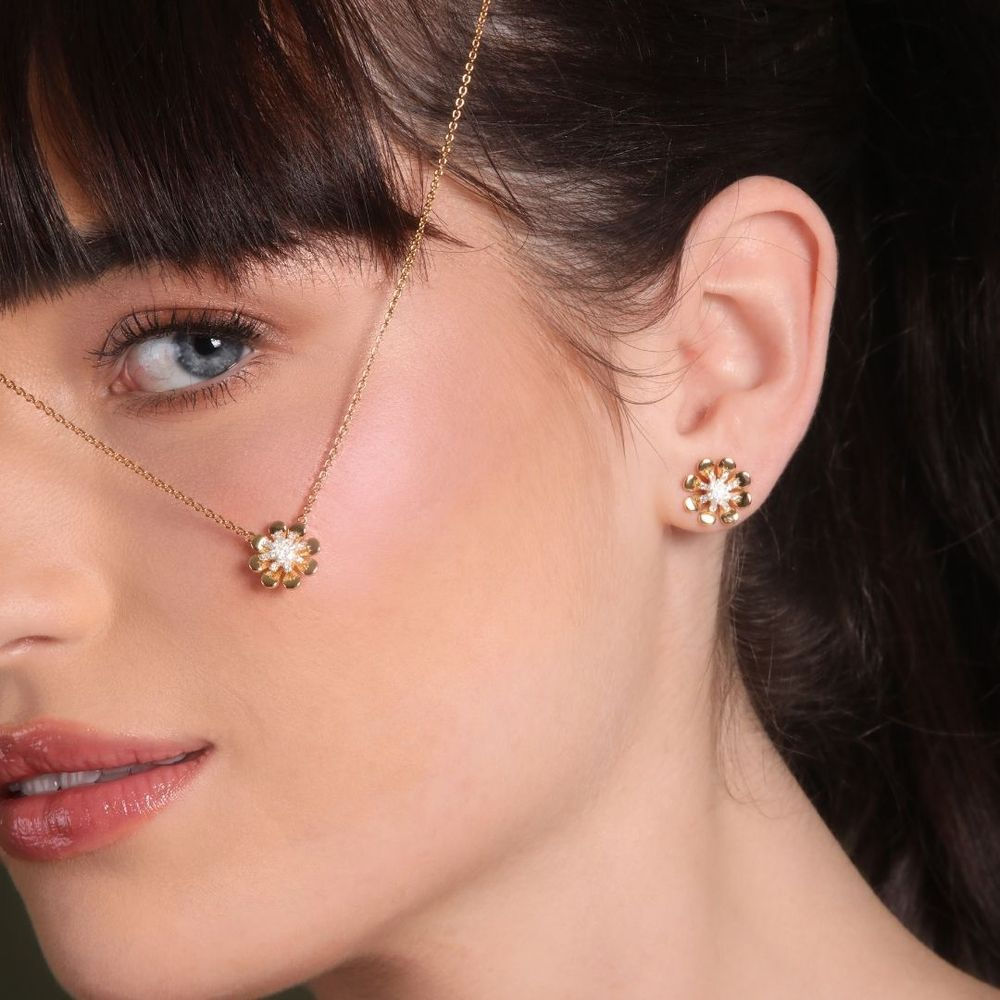 CONJUNTO COLAR E BRINCO DOURADO