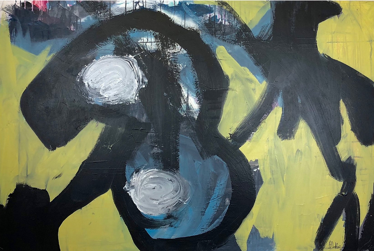 Alyssa Dabbs (b.1998). Baby Bird. Acrylic and ink on canvas. 100 x 150 cm.