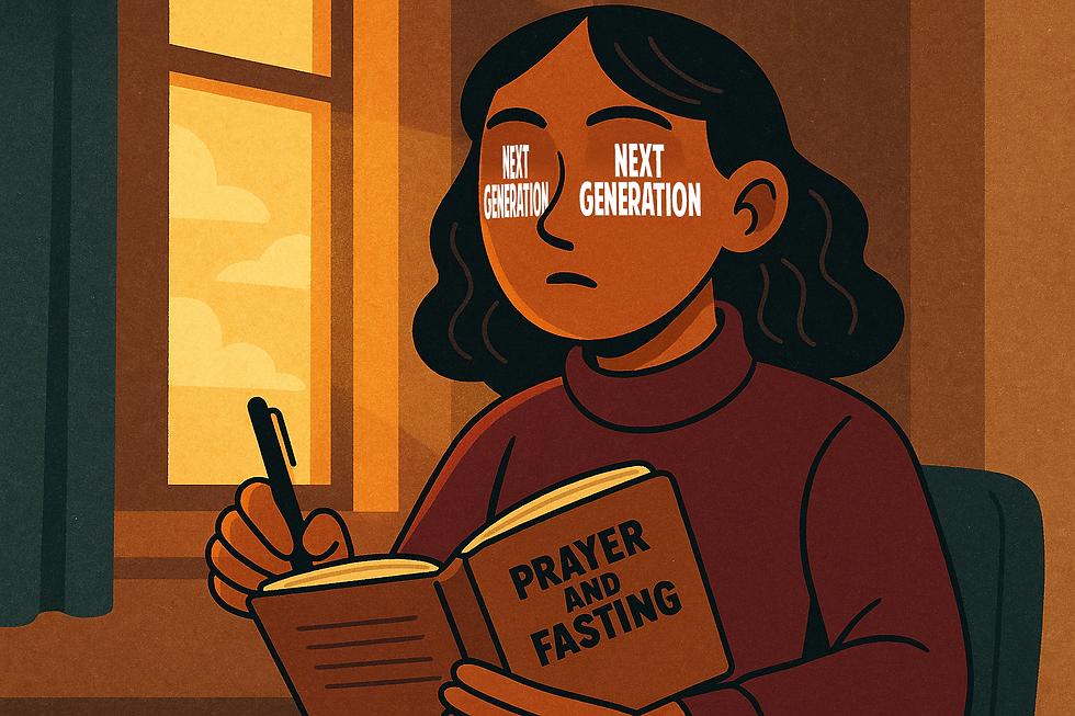 Vision of ‘NEXT GENERATION’ received during prayer and fasting, appearing bold and centered in white letters