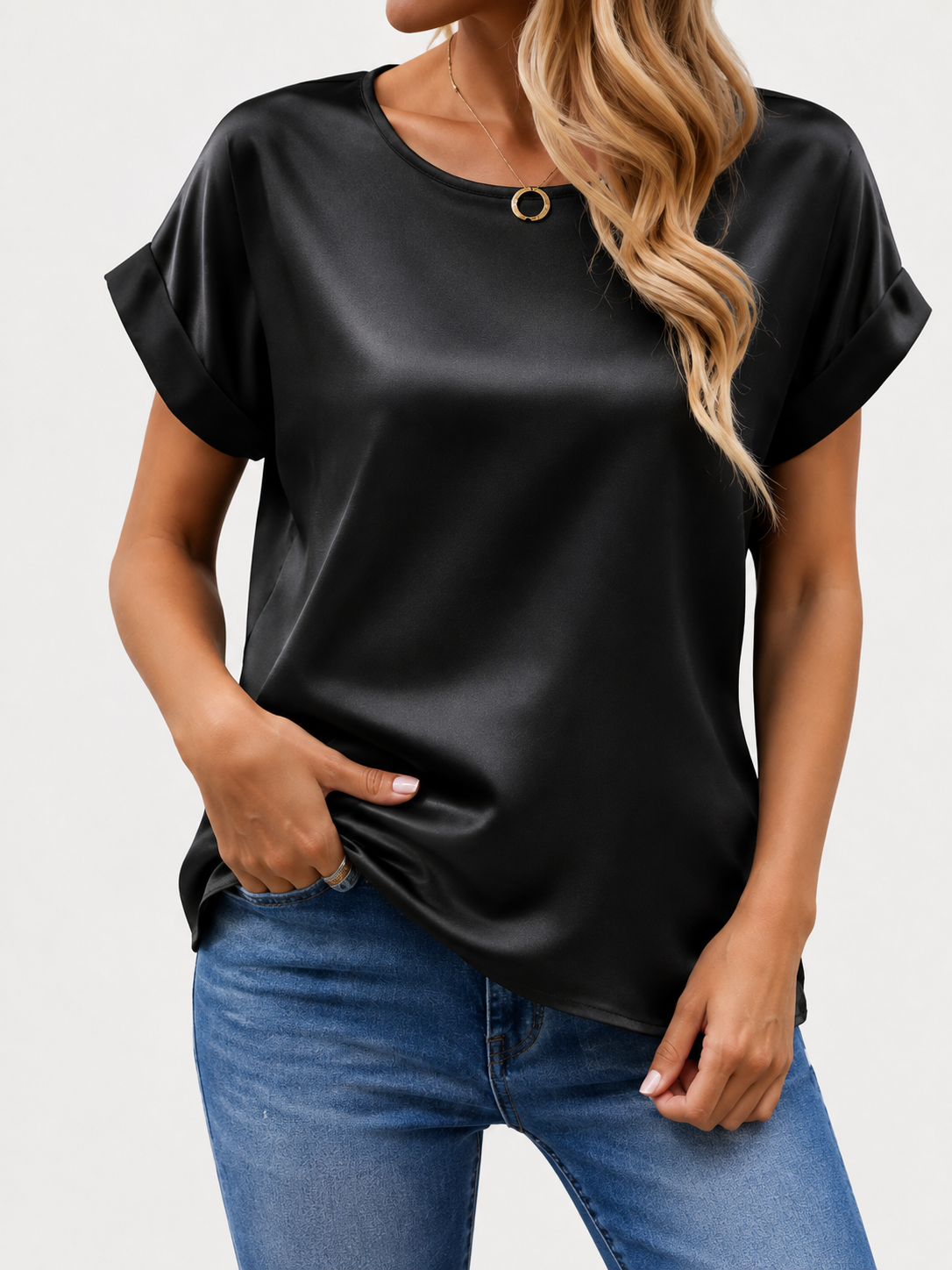 Blusa Preta Acetinada